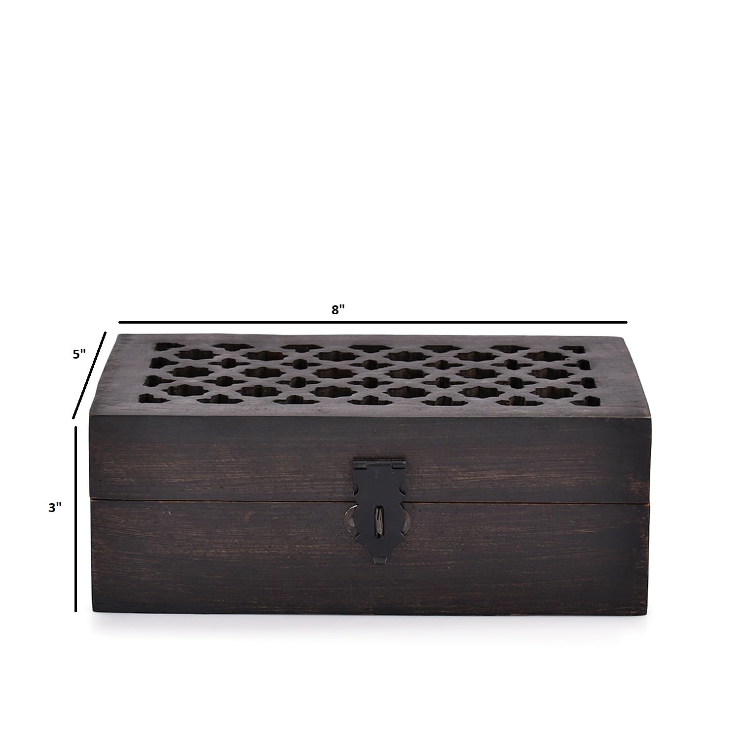 Caja decorativa de madera de mango con tapa con bisagras, ideal para recuerdos, baratijas, joyas y otros objetos (8 x 5 x 3 pulgadas) 5