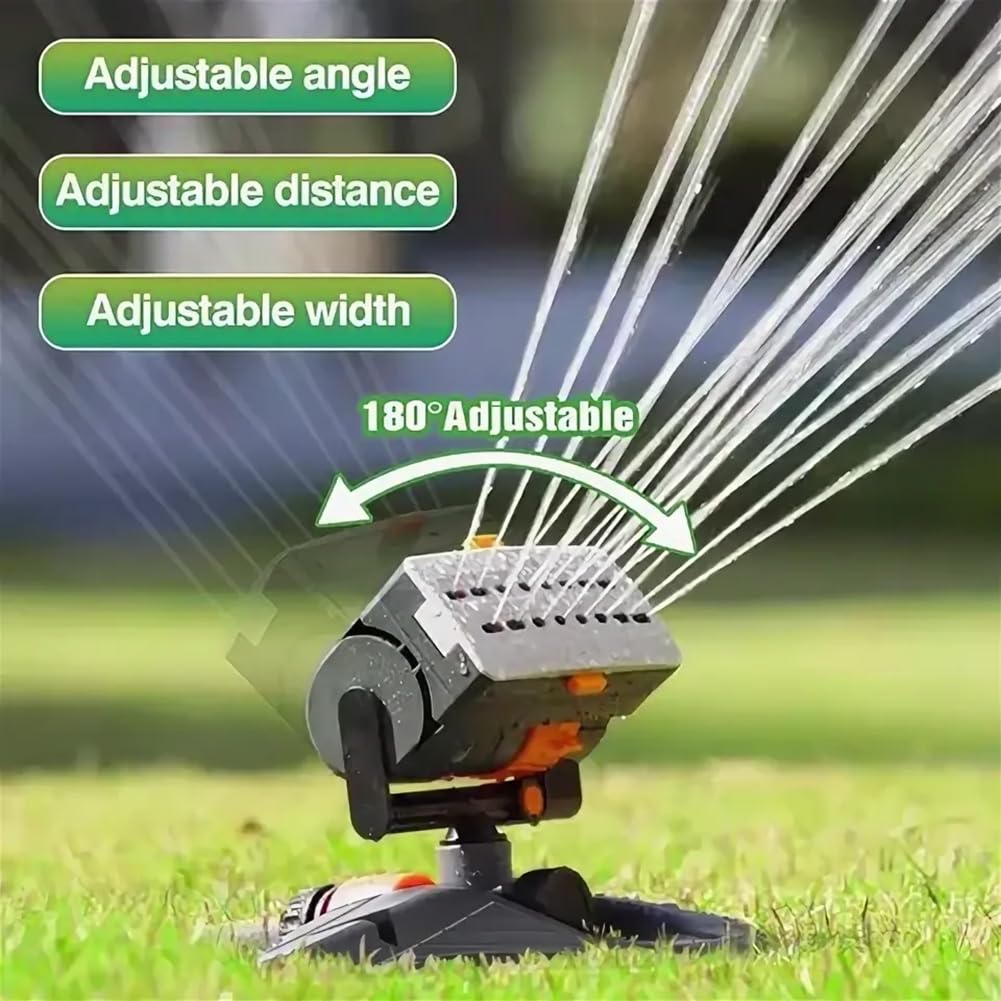 Arroseur Oscillant 16 Buses,Arroseur de Jardin Automatique à Gazon à Grande Base avec Raccord Rapide,Largeur,Portée et Débit Réglables,Arroseur carré pour l'irrigation,Système d'irrigation