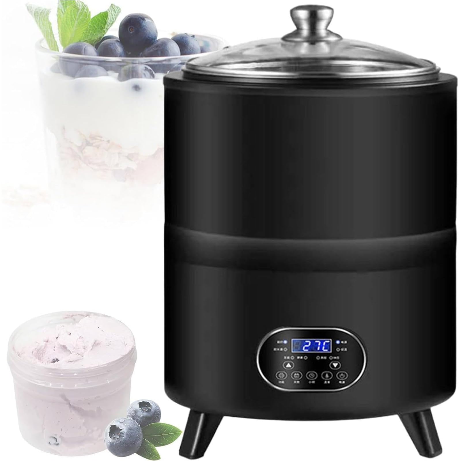 DUXMM Commercial Yogurt Maker,Household Sweet Rice Wine Maker Machine 360° Constant Temp Fermentation Multifunctional Fermenter for Homemade Yogurt Natto 12L-Black