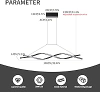 Vista 5 de Becailyer Lámpara colgante LED moderna, lámpara lineal regulable de 30 W con control remoto, 39 pulgadas, accesorios de iluminación de isla colgante
