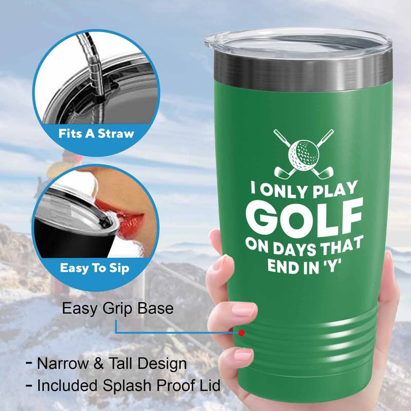 Golf Green Tumbler 20oz - That End In 'Y' - Golf Course Par Match Play Birdie Putt Golf Club Outoor Game Caddy