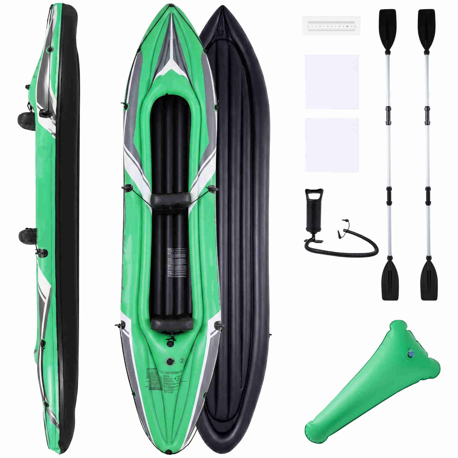 HOMASIS Kayak Gonfiabile a 2 Posti, Kayak da Pesca in PVC con Sedili Rimovibili, 2 Pagaie in Alluminio, Pompa a Mano e Kit per Riparazioni, Canoa Gonfiabile per Lago e Mare, 350 x 78 x 47 cm