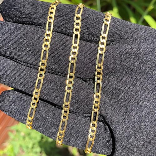 Genuine Solid 1/20 14K Yellow Gold Figaro Link Chain Necklace 3 mm 20 Inch for Men and Women4