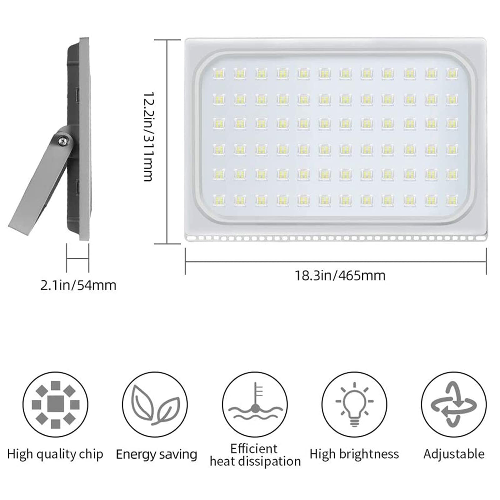 500W LED Flood Light Outdoor - papsbox 50000lm LED Work Light Waterproof IP66 Floodlight Fixture 6500K Daylight White Super Bright Security Light for Garden Yard Garage NO Plug