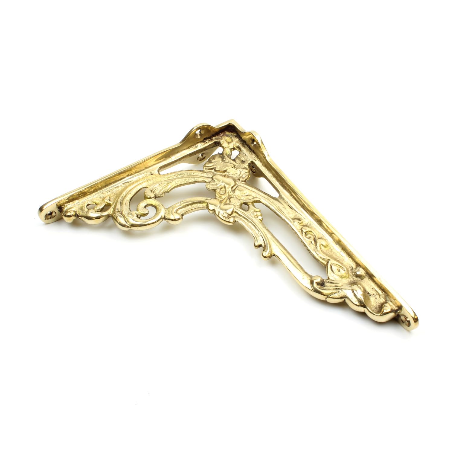 Oakcrafts Antique Brass - Pair Of Victorian Flower Shelf Brackets - 150Mm X 200Mm