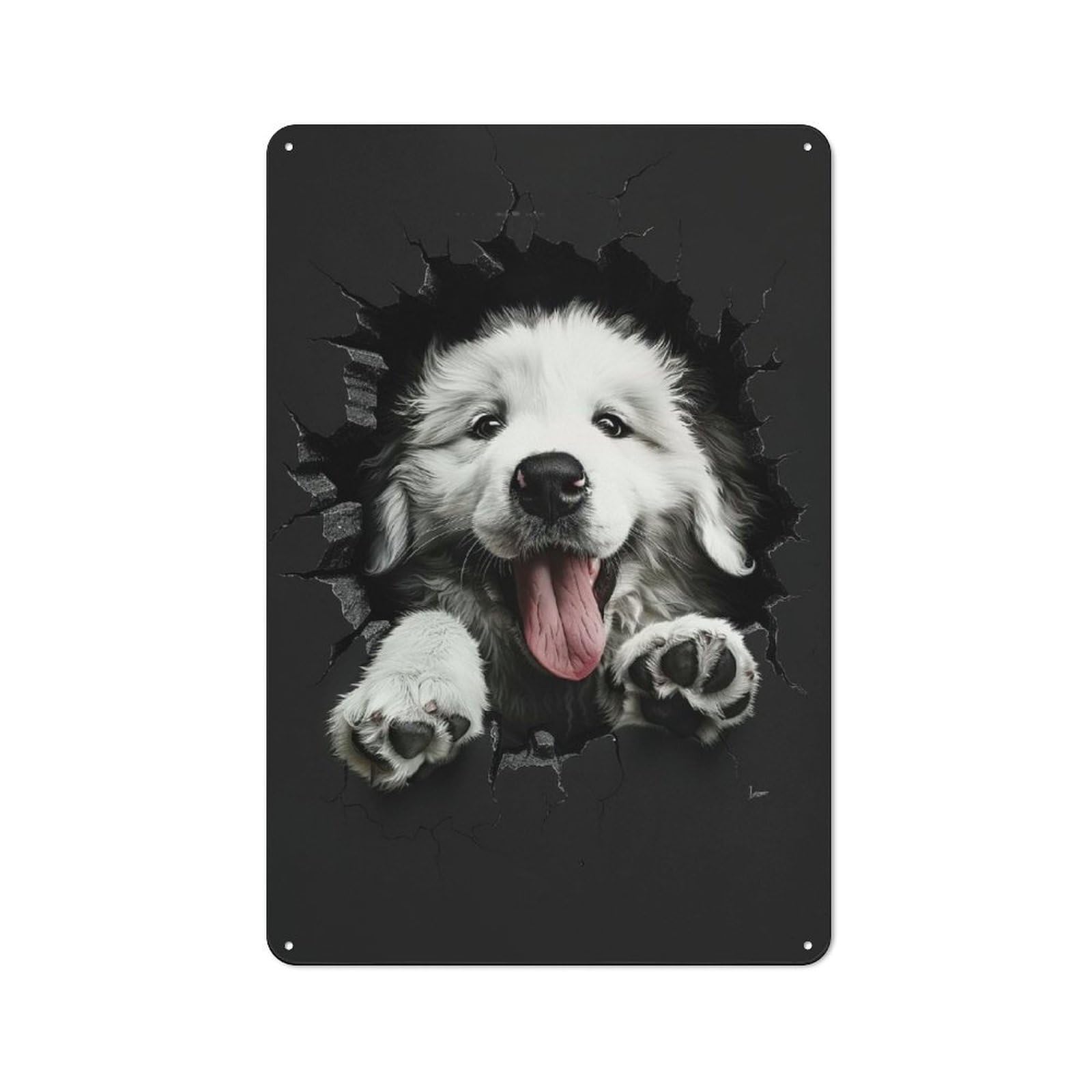 Junmoney Great Pyreness Spaniel Tin Wall Plaque 30X20cm With For Studio Or Craft Room, Suited To Craft Room Decorators