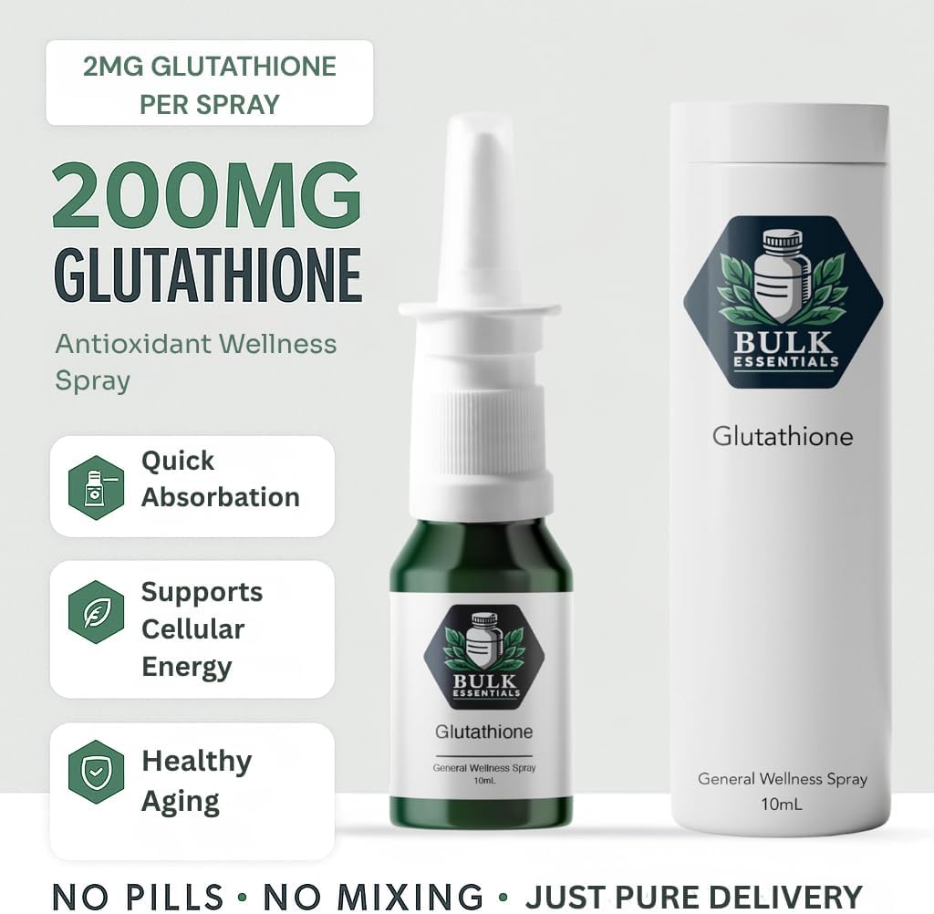 100% Pure Glutathione Supplement Spray for Women & Men – 2mg Per Spray for Antioxidant, Healthy Aging & Cellular Energy – USA Made 100 Serving Free from GMO and Gluten
