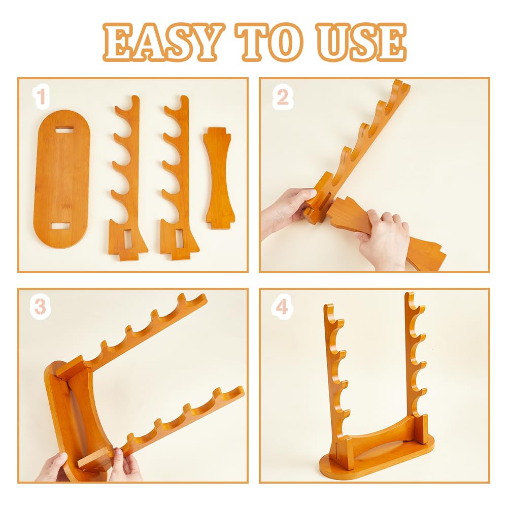 nbeads Flötenständer Aus Holz, 5 Stufiger Schwert Display Rack Aus Holz Desktop Halter Für Sopran Blockflöte Flöte Holzblasinstrument Schwerter, 31x11.5x37cm