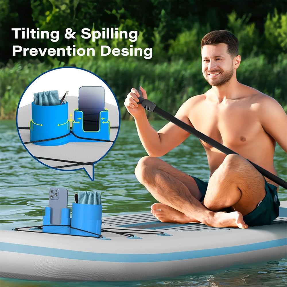 TOEECY Porta Sup per Bevande Kayak Portabicchieri Multifunzionale Anti Ribaltamento Portabevande Universale Accessori da Pesca All'Aperto (Blu)