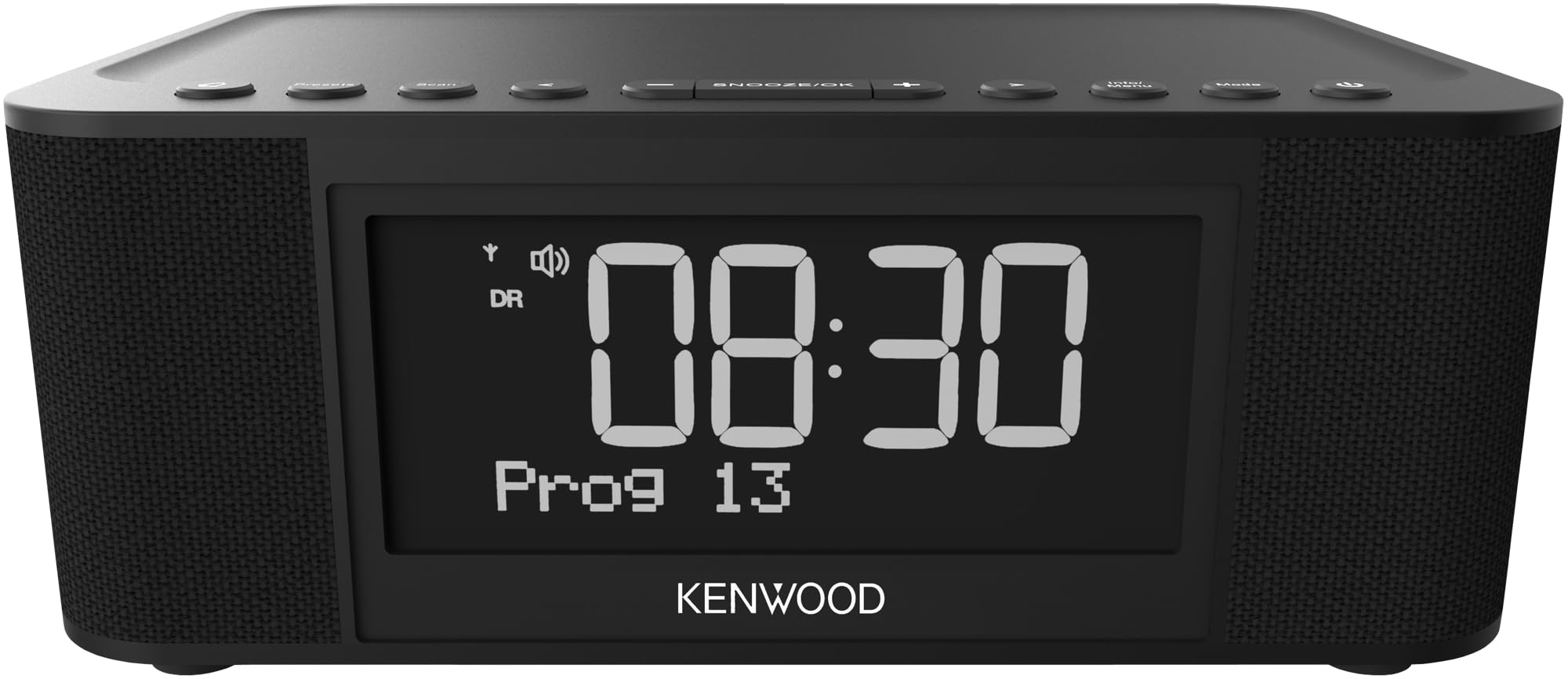 Kenwood CR-ST40DAB-B - Radiosveglia stereo con 3 sveglie, DAB+, FM, Bluetooth, USB, funzione di ricarica, grande display, dimmerabile a 5 livelli, 6 Watt RMS, memoria stazione, nero