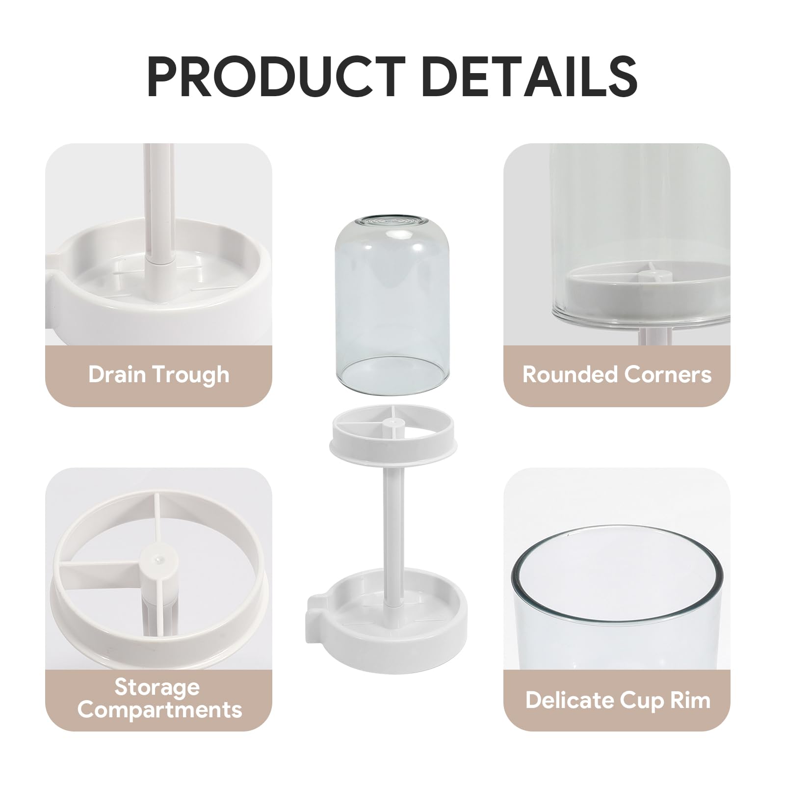 Toothbrush Holder with Cups Cover Contain 3 Slots, Toothpaste and Toothbrush Organizer Toothpaste Holder Stand Conventional Toothbrushes Holders