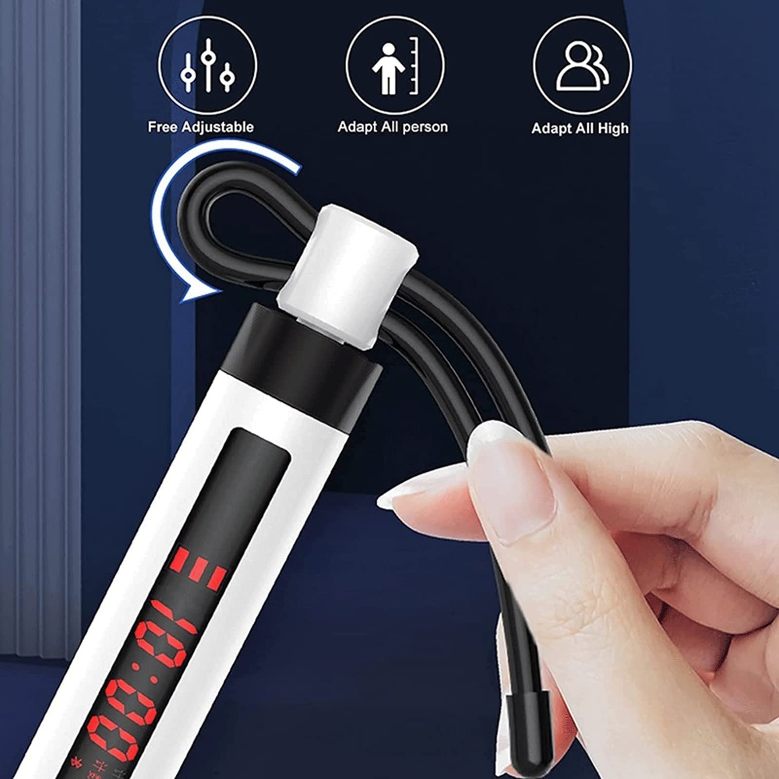 Corde à sauter intelligente, analyse numérique, corde à sauter intelligente, corde à sauter à vitesse rapide avec compteur de calories pour femme (noir)