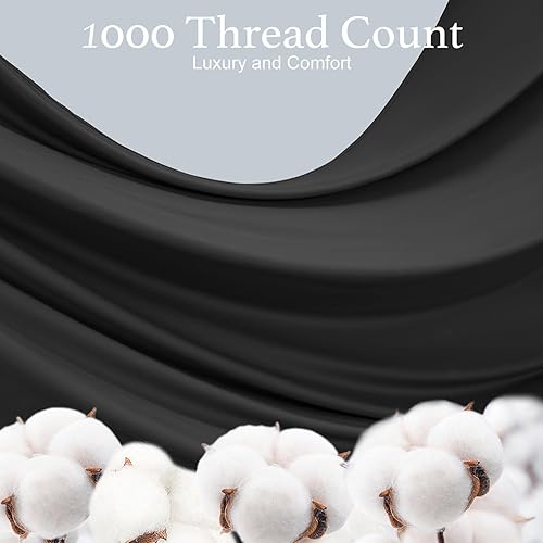 Miniatura 4 de SAKIAO Juego de sábanas de lujo de 1000 hilos de algodón pesado de 1000 hilos, juego de sábanas de 100% algodón egipcio, muy suave, grueso y tejido