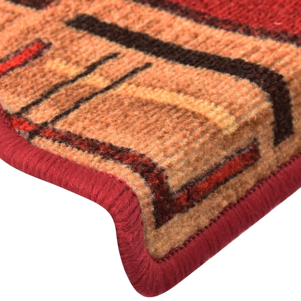 vidaXL Stufenmatten 5 STK., Treppenmatten mit Klebebändern, Treppenteppich Selbstklebend, Treppenstufenmatte Treppenschutz, 65x21x4cm Rot