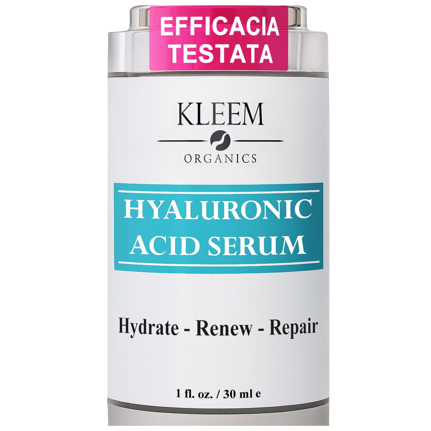 Kleem Siero Acido Ialuronico Viso Idratante e Rimpolpante con Acido Ialuronico all’1.8% – Siero Viso Antirughe ad Alta Efficacia per una Pelle più Elastica - Bio & Vegano - Idratazione 24H