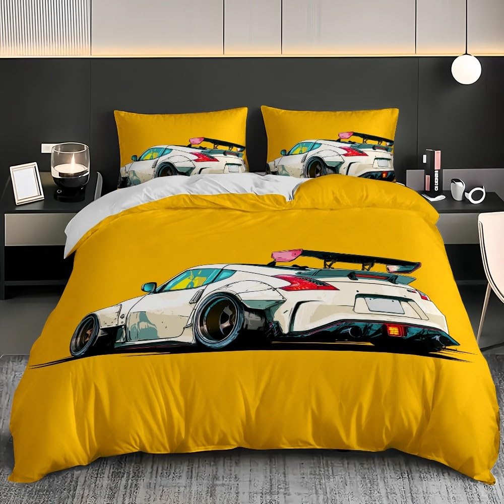 Copripiumino 240x220 cm Giallo 3 pezzi, microfibra ipoallergenica