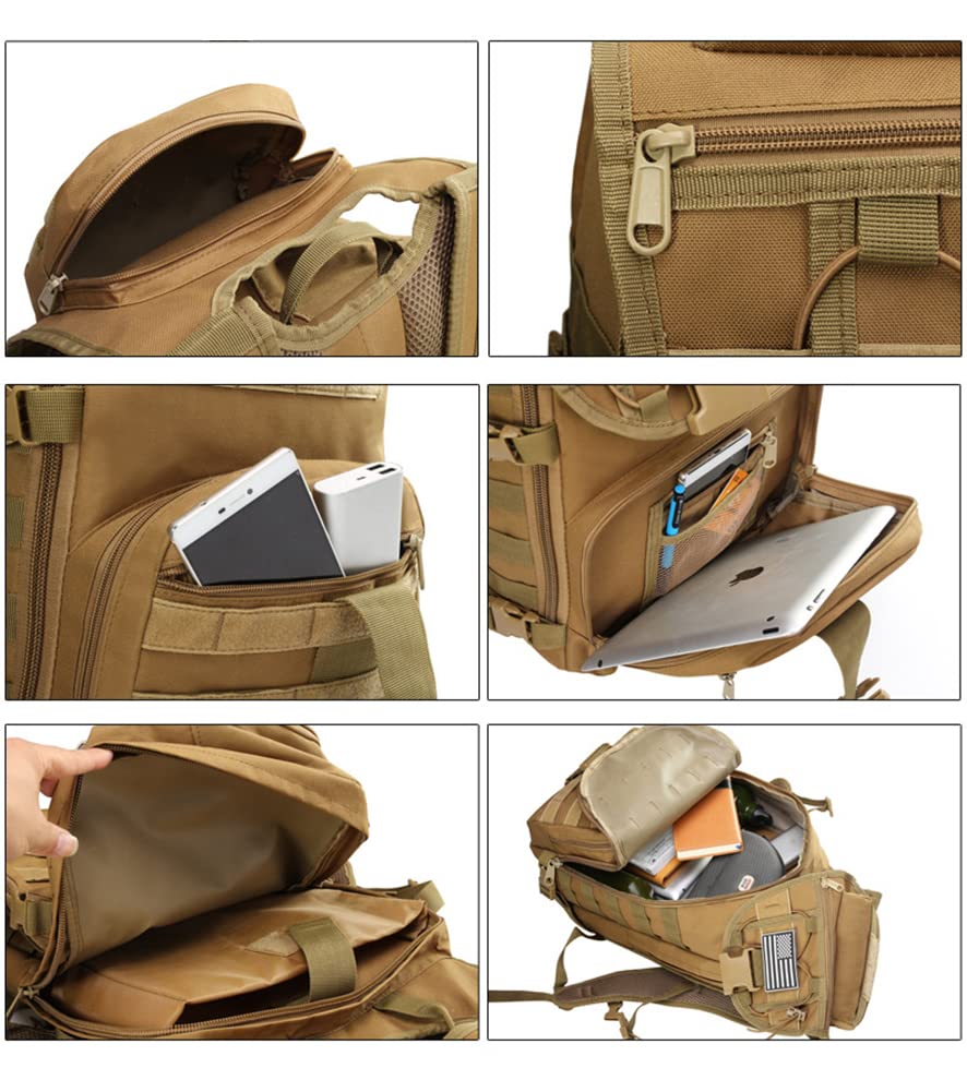 Taktischer Rucksack Tagesrucksack Militär-Fans Schultertasche Reisen Wandern Camping Outdoor-Sportausrüstung Laptop-Rucksack Range-Tasche (Armee-grün)