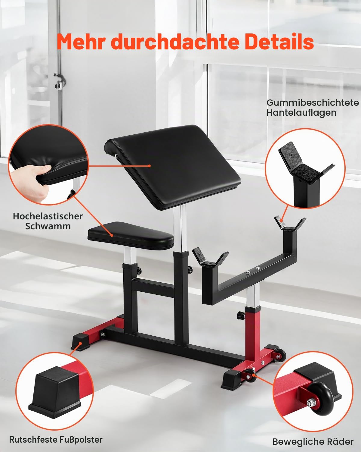 VEVOR Preacher Curlbank Bizepsmaschine für Krafttraining, (Max. Belastung 200 kg) Heim-Fitnessgerät, Bizepsstation für Langhantel und Kurzhanteln im Sitzen, verstellbare Hantelbänke