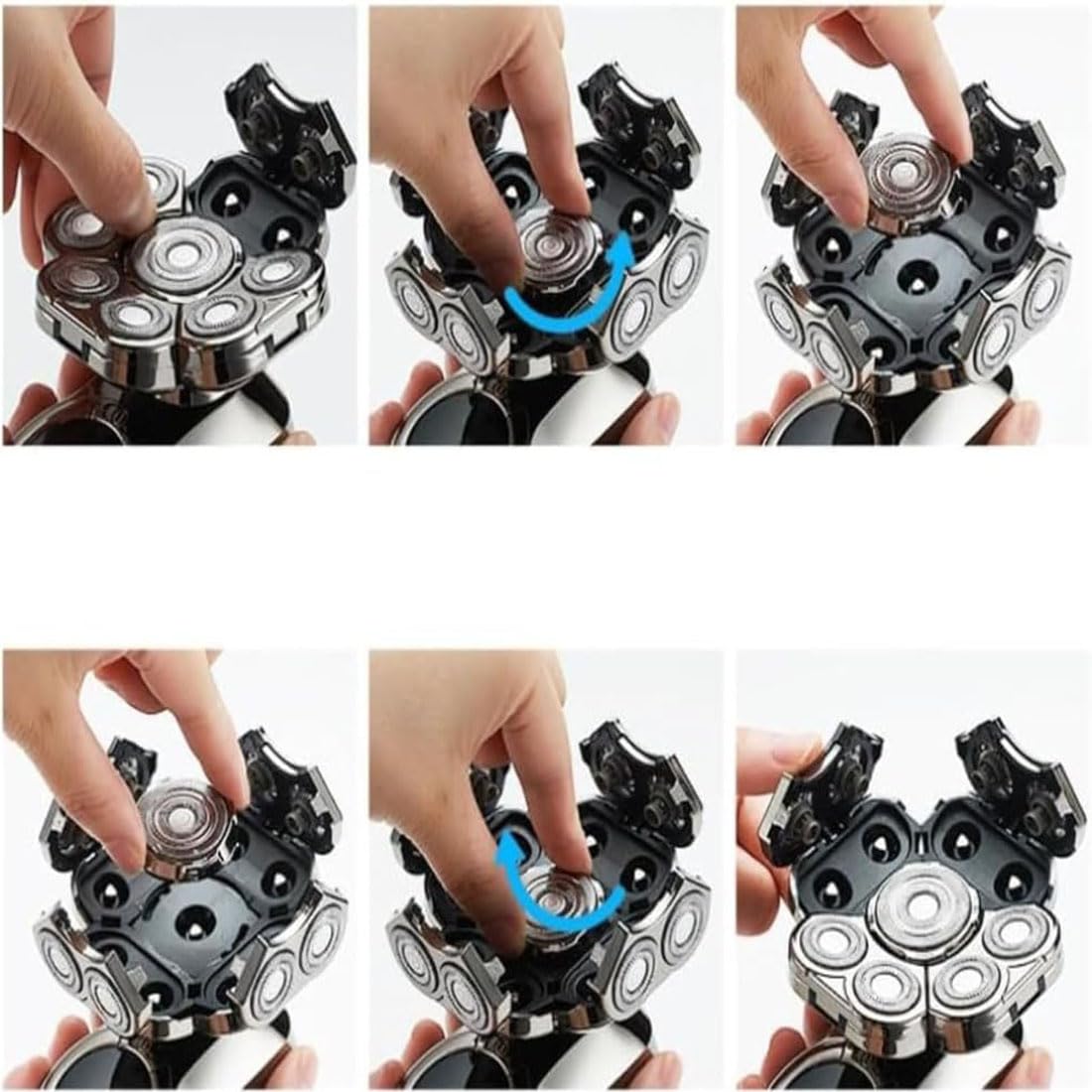 Rasoio elettrico per la testa BAWLDY 9.0 Ultra per uomo (B) | Rasoio rotante flottante 9D con design impermeabile IPX7, rifinitore elettrico 6 in 1 per uso a secco e bagnato
