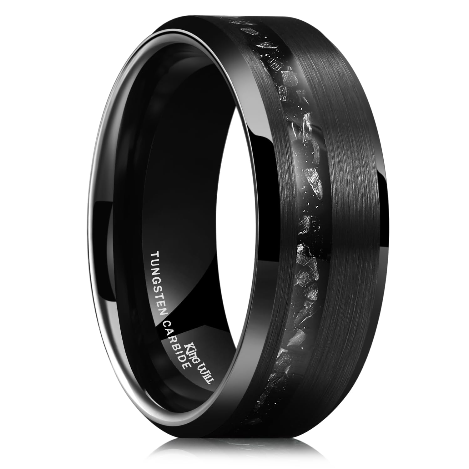 Mens Wedding Band 8mm Tungsten Rings for Men Koa Wood Inlay Engagement Anniversary Ring Comfort Fit for Daily Wear Size 7-14