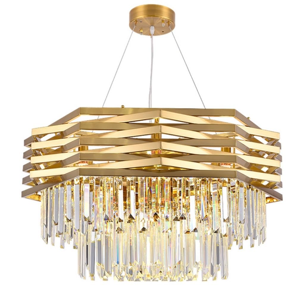 CVdrtyED Kitchen Chandeliers Ceiling Light Modern Crystal Chandeliers Gold Chandelier Ceiling Hanging Light Pendant for for Dining Room Living Hanging Lamp(60CM)