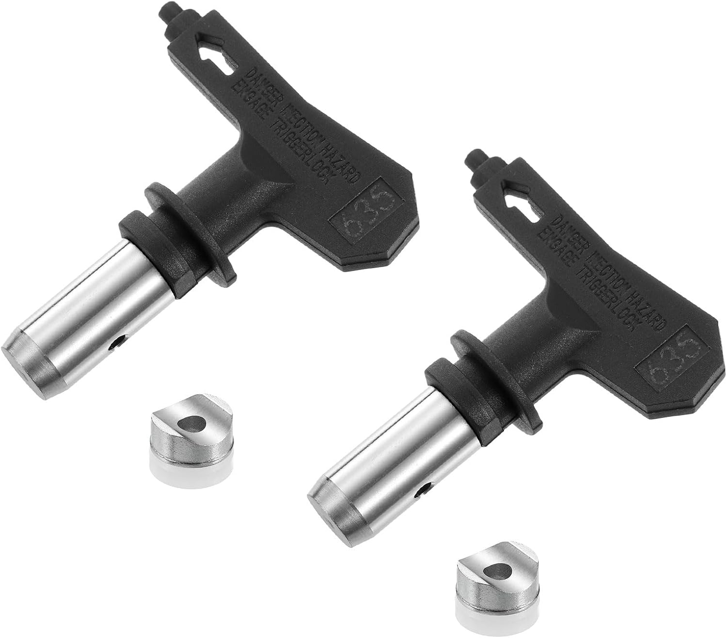 uxcell 2pcs Reversible Spray Tips for Airless Sprayer 635 Paint Spray Nozzle Tips Sprayer Machine Parts for Home Garden Building Fences, Black