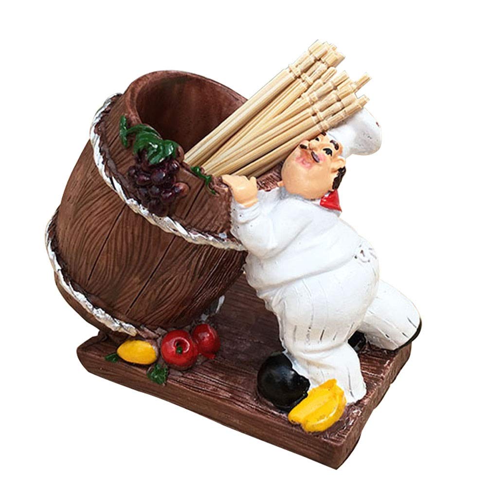 Ykmyxz One Color Toothpick Holder, Kitchen Cartoon Storage Box Toothpick Holder Home Decor Container Resin Dispenser Fat Chef Shape Case