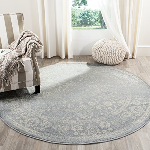 Safavieh Adirondack Collection ADR109T Slate/Ivory Vintage Oriental Distressed Area Rug 8' Round