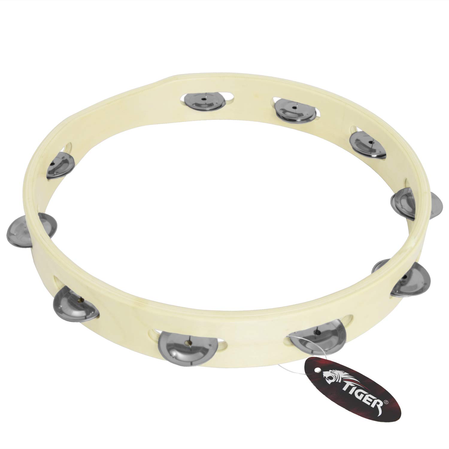 Nino Percussion NINO15 Tamburello 10 Pollici (25 Cm) – 2 Linee Di Sonagli – Cornice In Legno E Campanelli Nickelati – Per Bambini 5+
