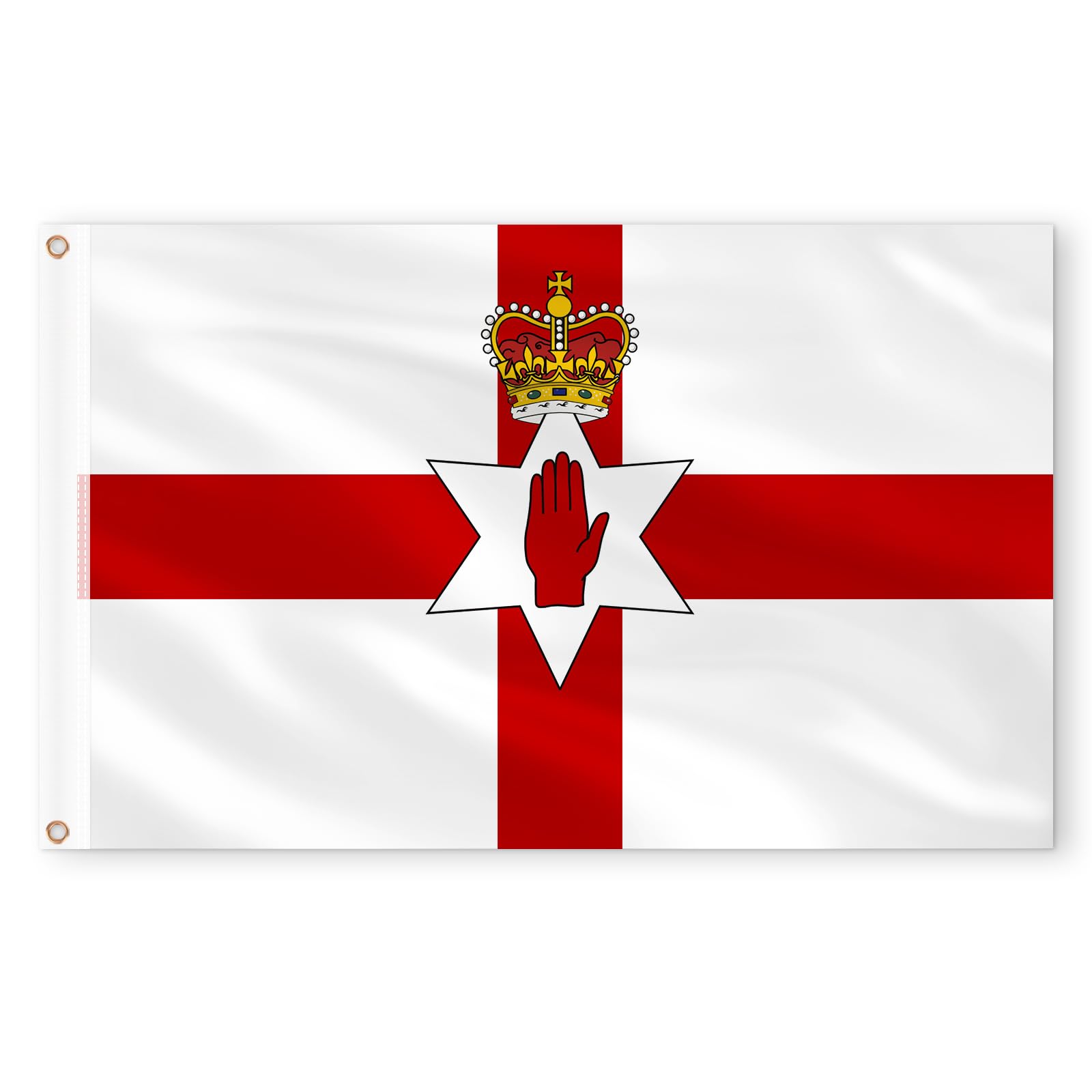 AhfuLife Northern Ireland Flag 5ft x 3ft, 1pcs Large Northern Irish Flags - Double Side with Brass Eyelets for Irish Celebrations Rugby Football World Cup Six Nations Garden Street Party Decor — image 1