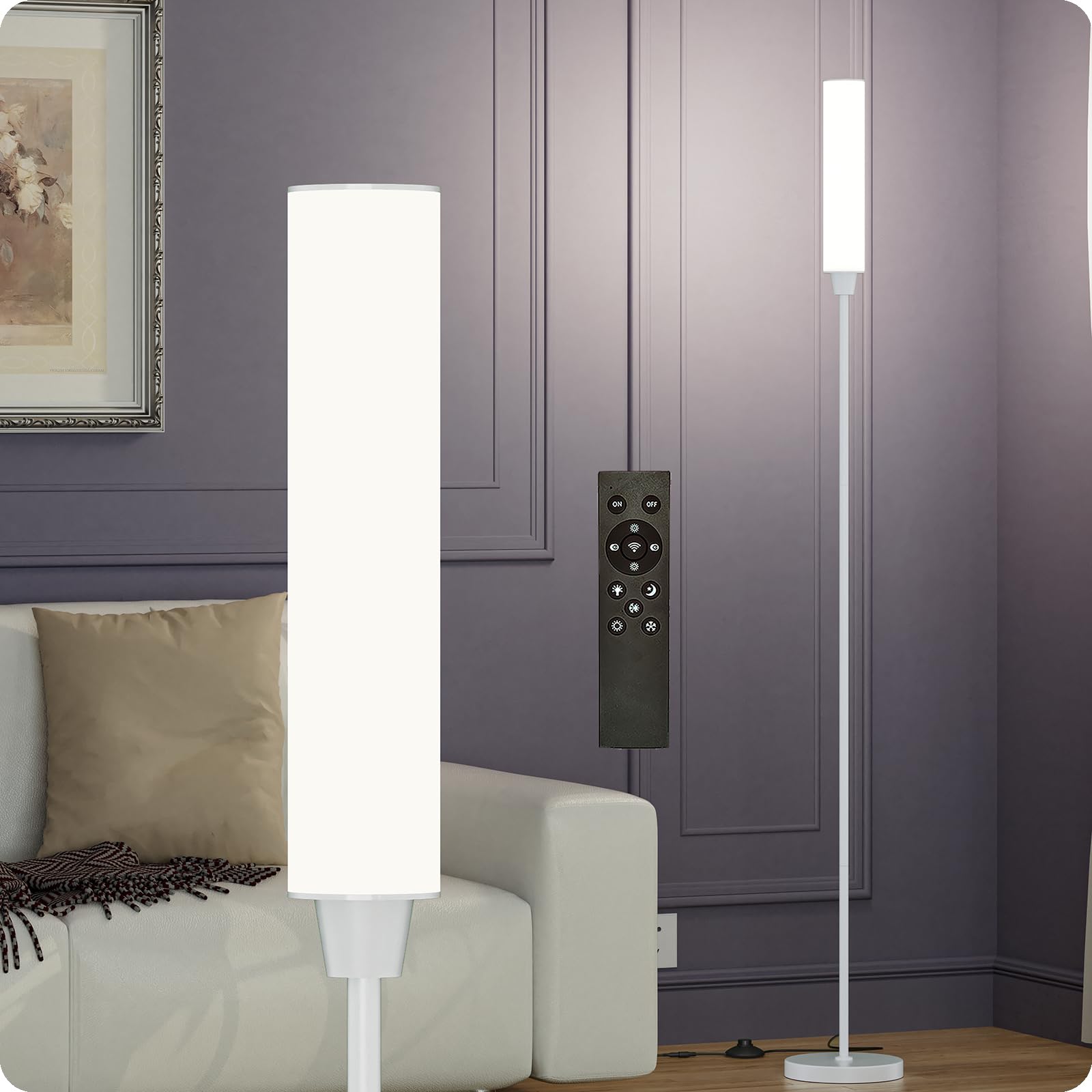 pekipe stehlampe mit fernbedienung dimmbar,Led Stehlampe,eck stehlampe wohnzimmer,Dimmbar Stehleuchte Farbtemperatur 3000k-6000k,Leuchtkraft 10%-100%(Weiß)