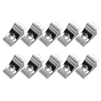 A to Z Glass Shelf Right Angle Fixing Clip Bracket Aluminium with Suction Cup (Silver, Standard Size) -Pack of 10 Pieces