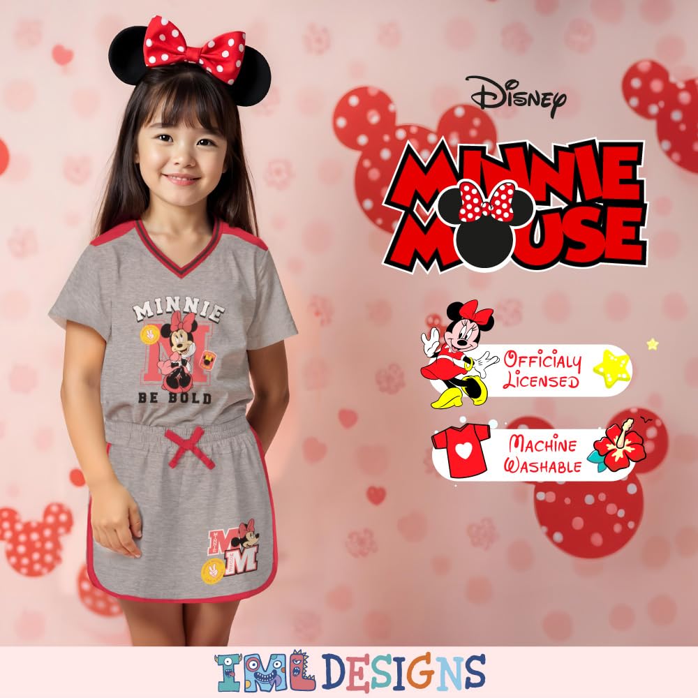 Disney Princess, Lilo and Stitch, Minnie Mouse, Moana y Frozen Girls - Conjunto de 2 piezas - Camiseta de manga corta y falda para niños