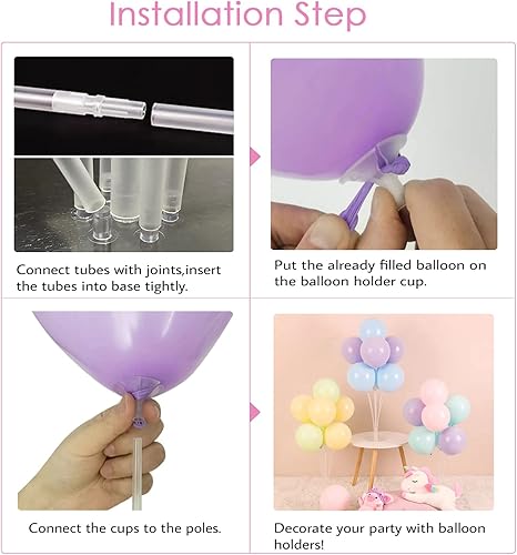 Miniatura 9 de ROYUYE - Juego de 7 soportes para globos para mesa, kits de soporte para globos de mesa transparentes, soporte para centro de mesa de globos,