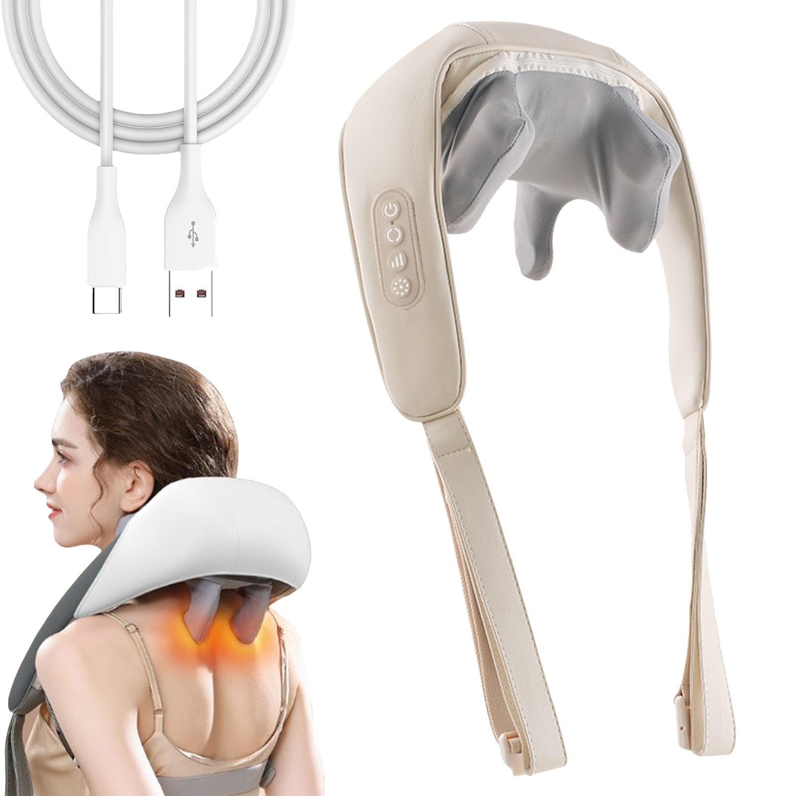 Baaop Massage Therapy - Neck & Shoulder Massager, Cordless Neck Massager with Heat, Shiatsu 4D Deep Kneading Shoulder Massager for Pain and Fatigue (