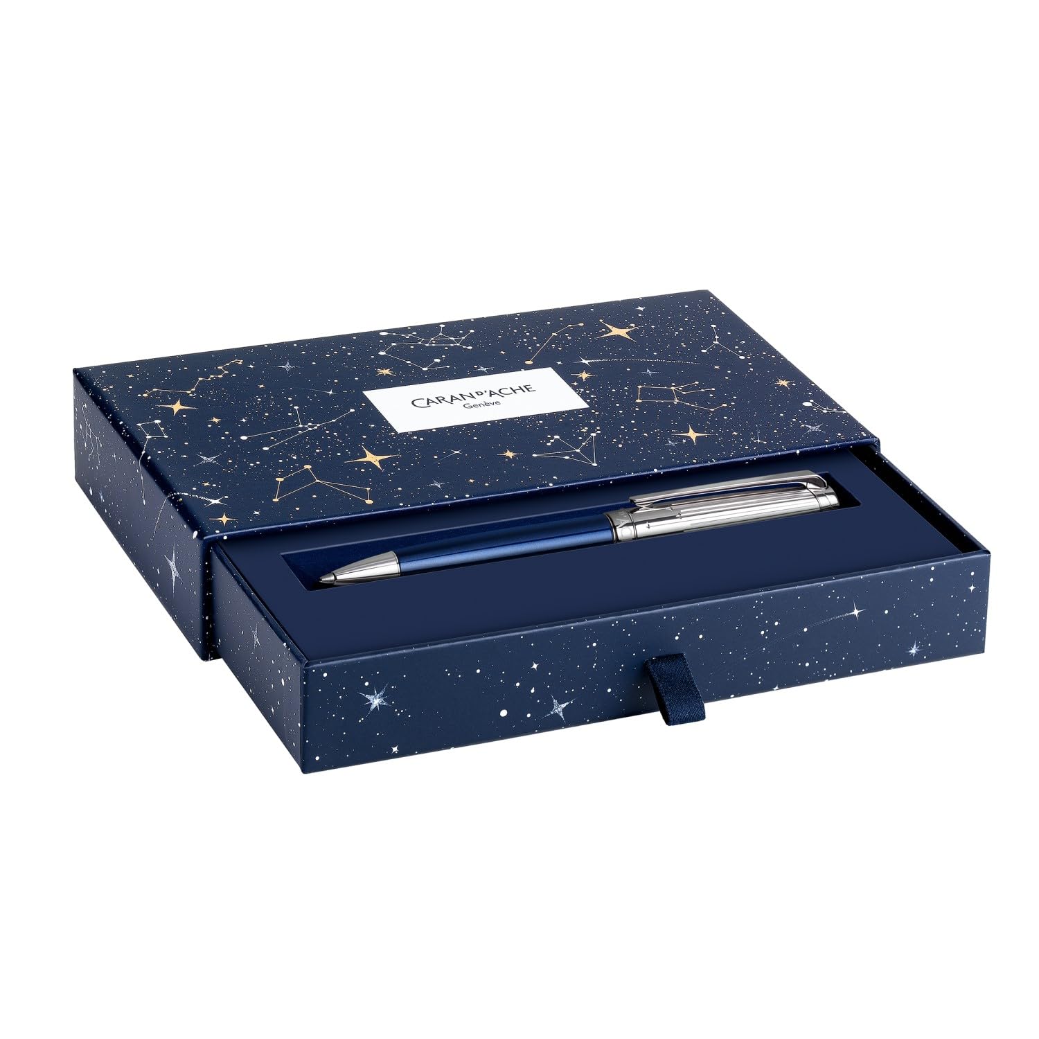 Caran d'Ache Léman Cosmic Blue długopis obrotowy wykonany z mosiądzu, kolor: niebieski, kolor kreski: czarny, grubość kreski: M, CC4789.024