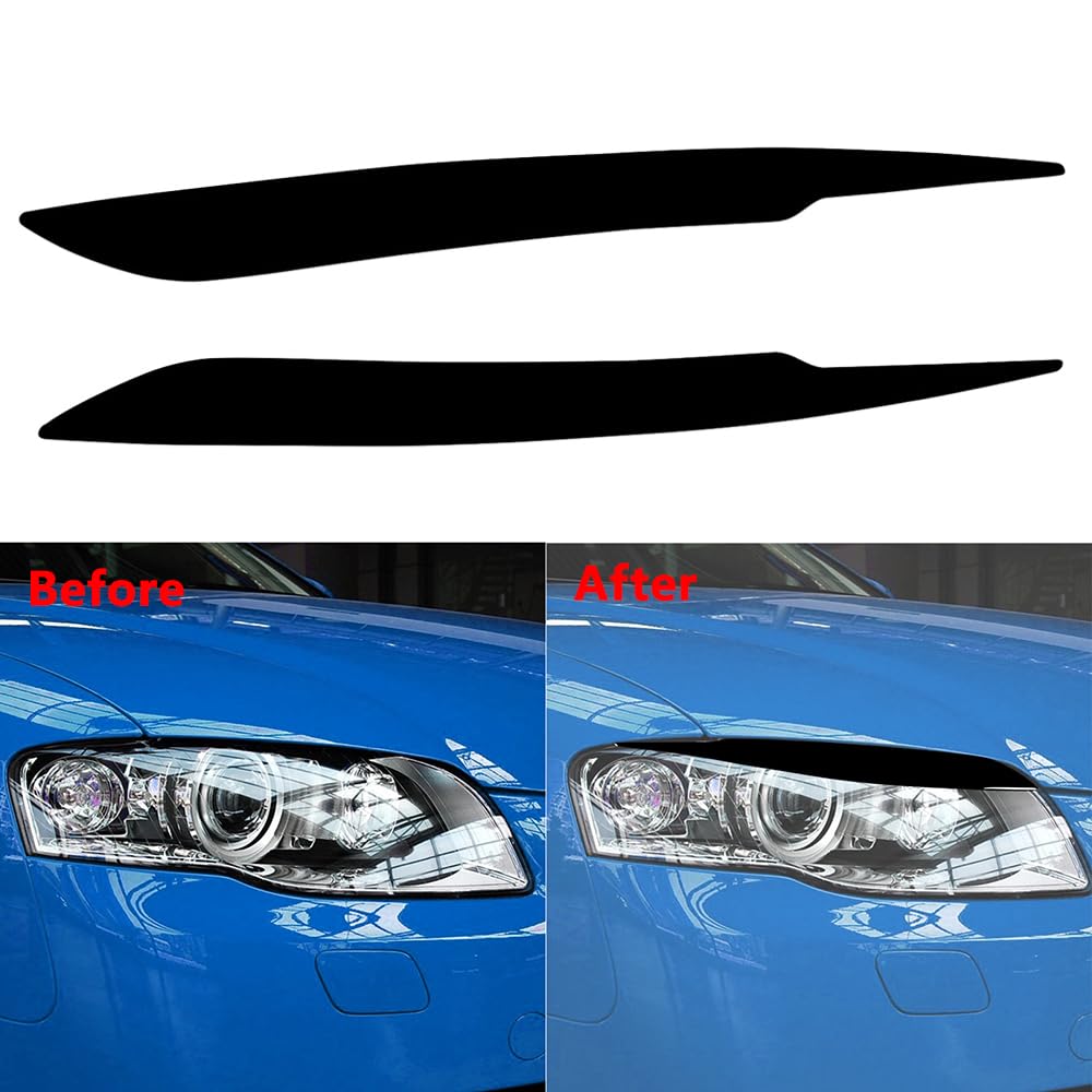 Riloer Embellecedores para cejas y párpados compatible con Audi A4 B7 S4 2006-2007, plástico negro brillante, 430 x 37 mm, 2 unidades