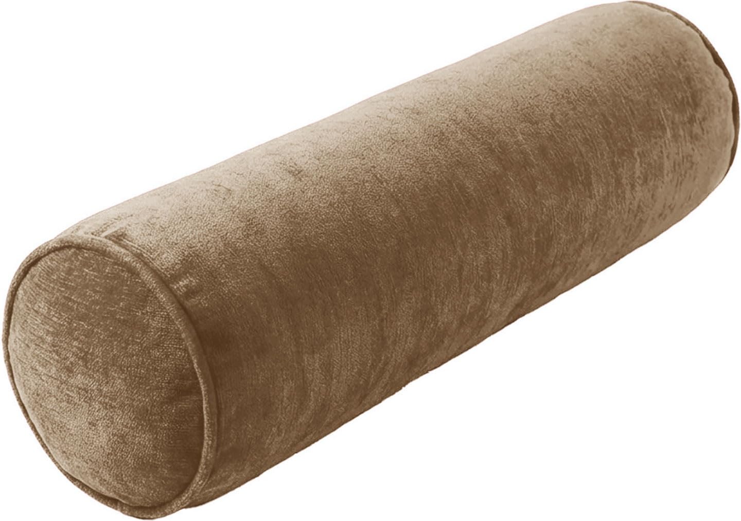 BLLMTEAR Round Cervical Roll Bolster Pillow, Full Moon Cylinder Neck Support Pillow with Removable Washable Cover for Bed Couch Yoga Neck Back Leg Knee Side Sleeper(4,Sponge:15x60cm)