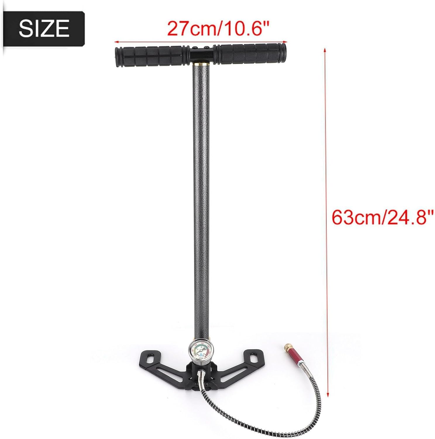 High Pressure Air Pump, 3 Stage Tungsten Steel Hand Pump for PCP Air Guns, Scuba Diving, and Tire Filling up to 4500psi