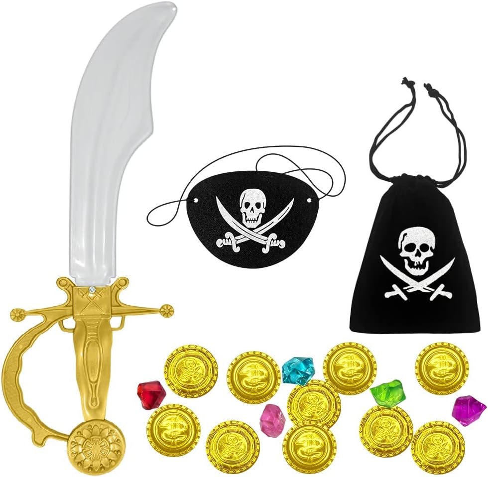 Wonsta Kids Pirate Costume Accessories Boys Girls Pirate Fancy Dress Accessories Kids Pirate Accessories Kit for Holloween Pirate Themed Party Pirate Birthday Party