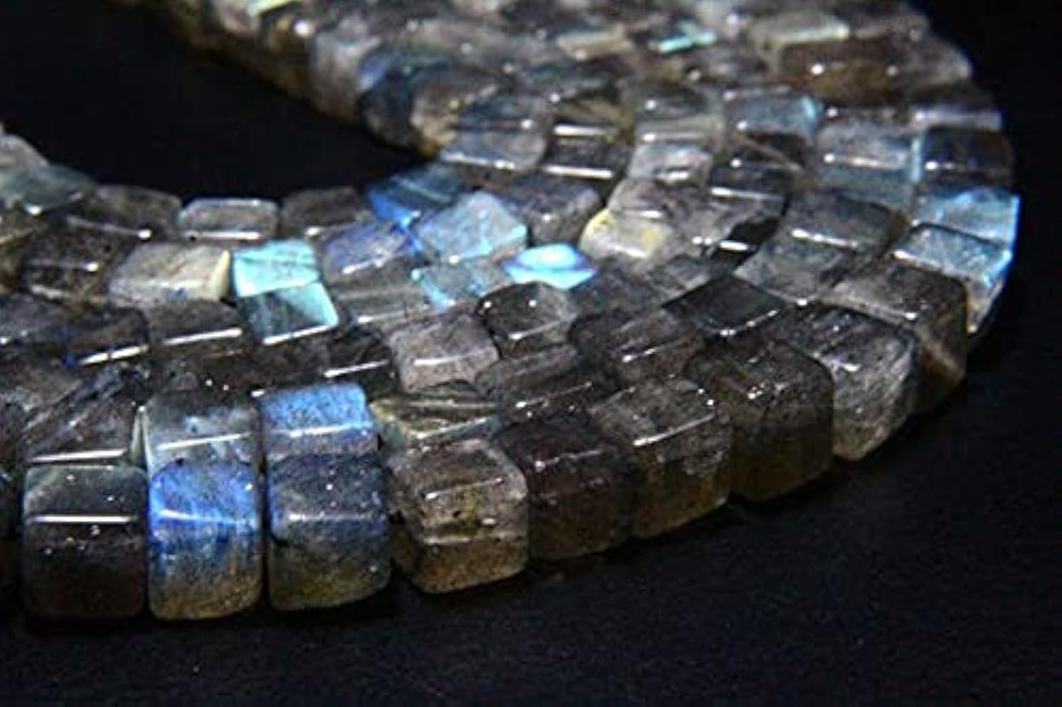 Perles cube labradorite naturelle 4.5mm-5mm fil complet pour création bijoux DIY