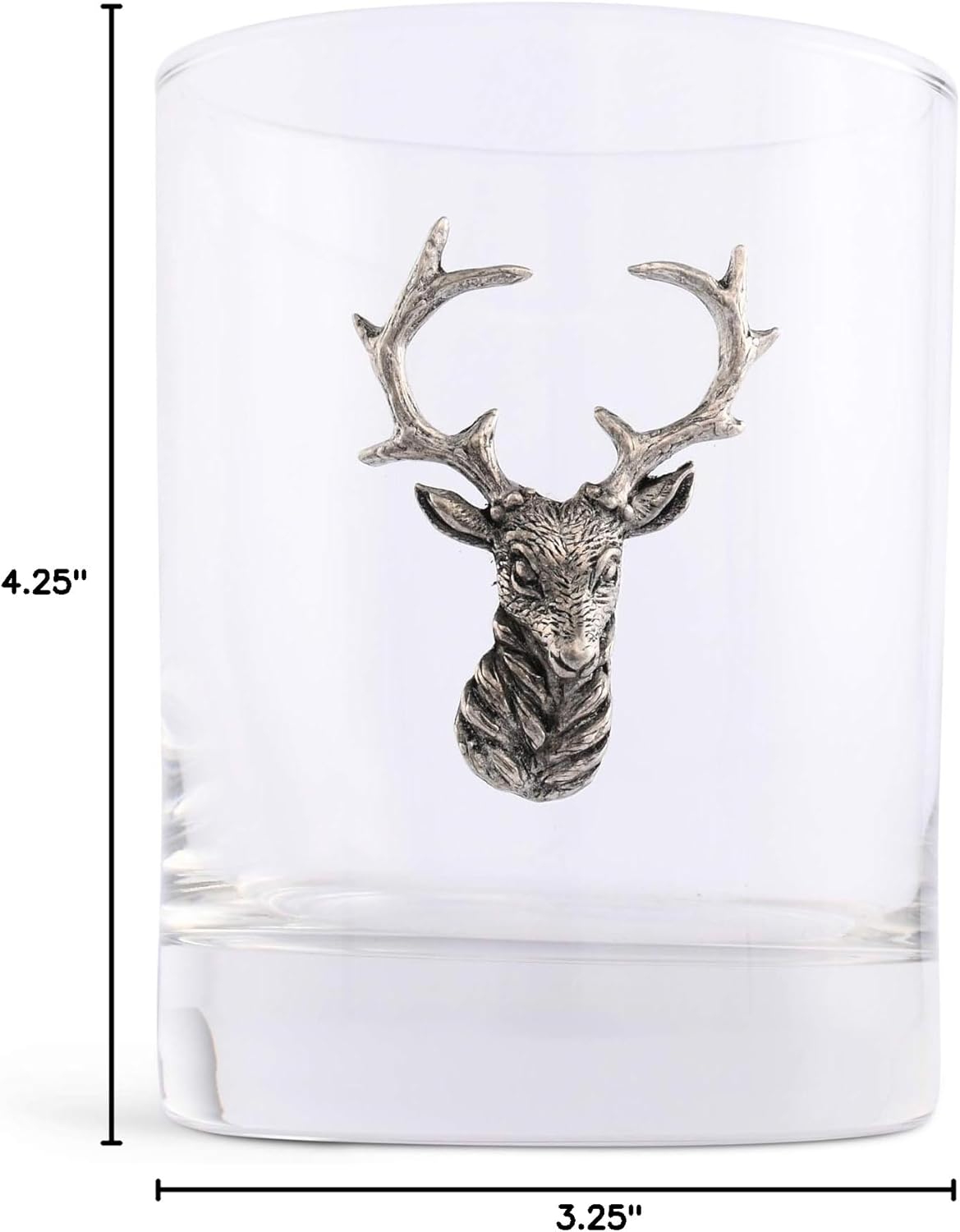 Vagabond House Pewter Elk/Deer Head Double Old Fashion/Bar/Whiskey/Juice/Rocks Deer Head Tumbler Glass Sold as Single 4.5 inch Tall 8 oz - Image 5