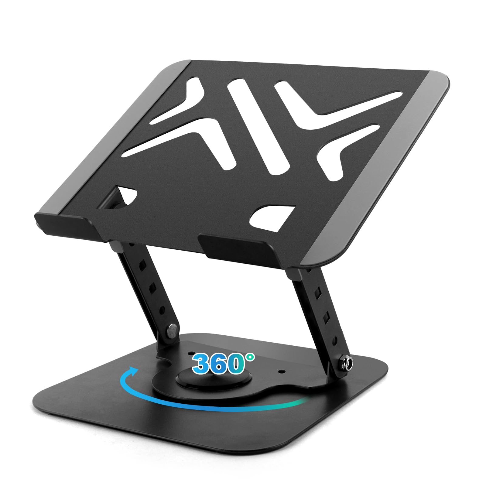 360 Rotating Laptop Stand for Desk, Portable Laptop Riser with Reinforced Support, Ergonomic PC Stand Height & Angle Adjustable, Metal Laptops Holder for Notebook Computer Tablet Office Accessories