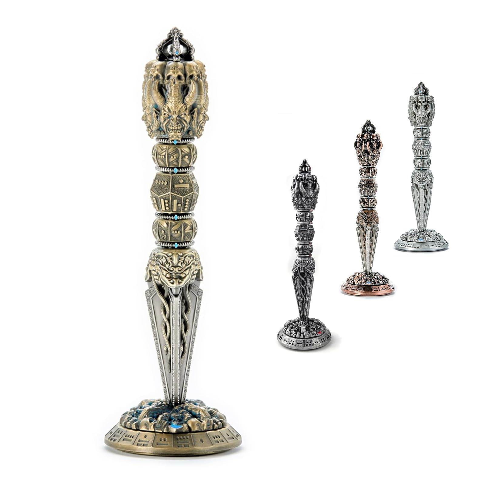 Unique Shadow Metal Dice Wand Spinner and Roller - D&D Dice Set with D6, D8, D10, D20, D100 for Tabletop Gaming