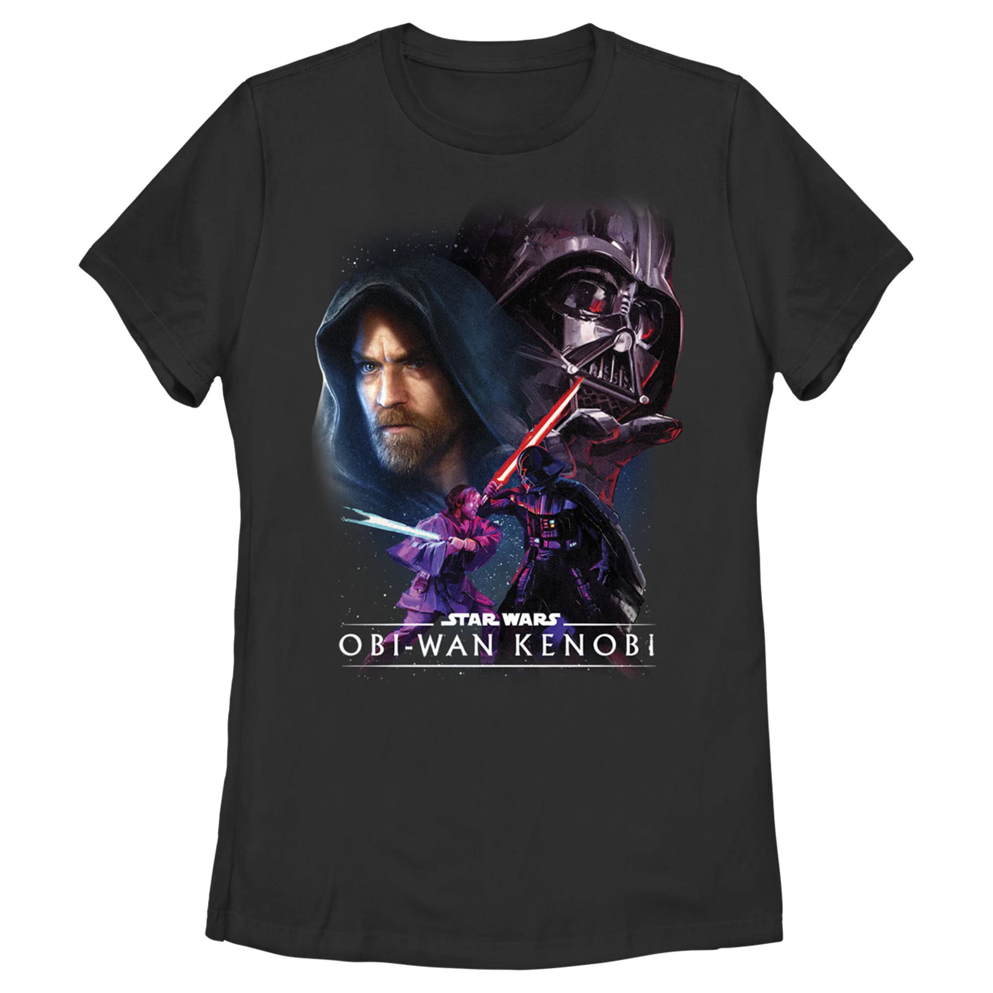 STAR WARS Women's OBI Wan Big Face Off Missy Short Sleeve Tee Shirt