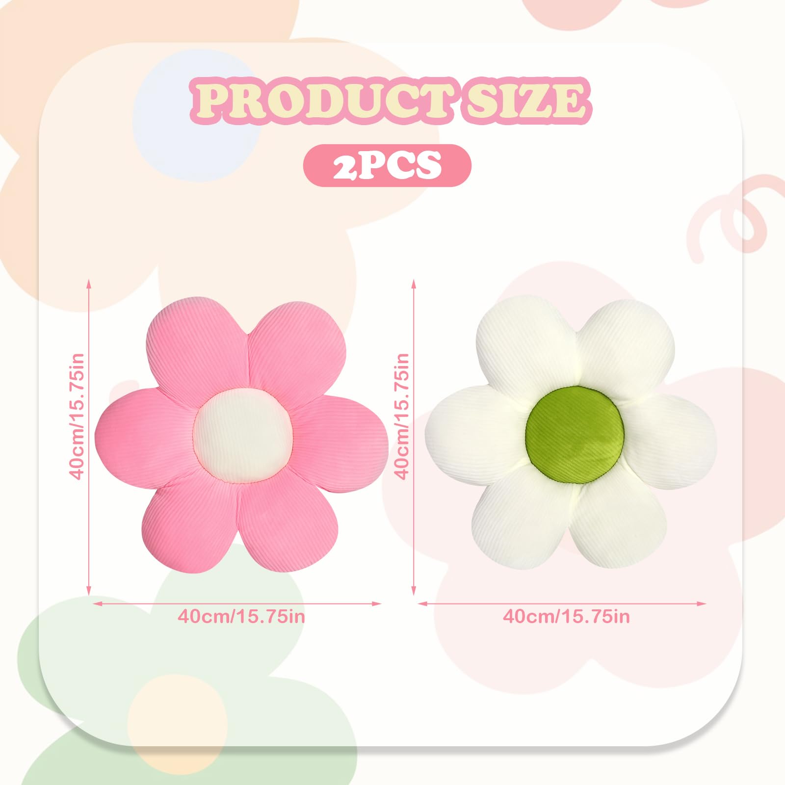 QKURT 2 Pcs Flower Pillows, Flower Shaped Cushion Floor Chair Seat Pad,Fluffy Soft Petal Cushion - Image 2
