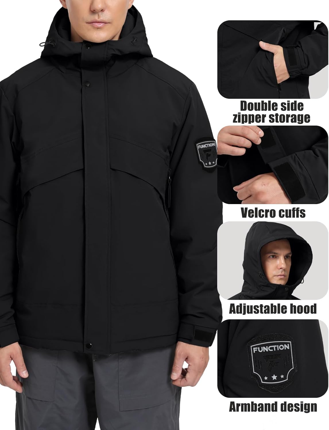 Men's Ski Jacket Waterproof Warm Winter Coat Windproof Insulated Snowboard Jacket Hooded Mountain Windbreaker - Image 5