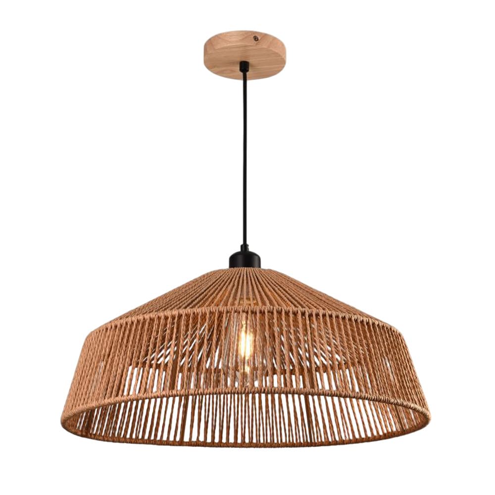 Vetrineinrete® Lampadario a sospensione con corda intrecciata rattan attacco E27 stile boho chic bohemien Ø 40 e 50 cm (Diametro 50 cm)