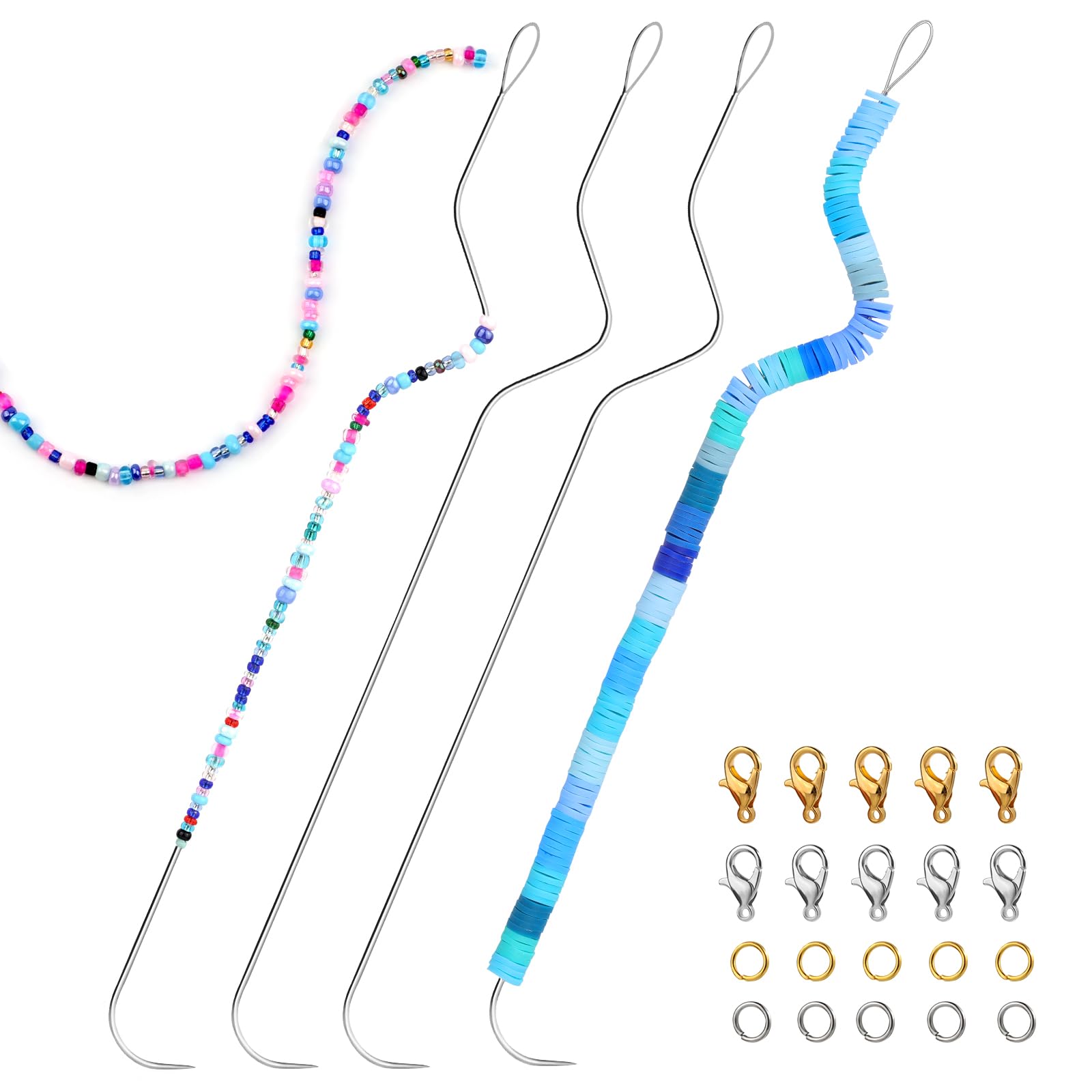 GarfxG Beading Needles Set, 4 Pcs Beading Spinner Needles and Clasps