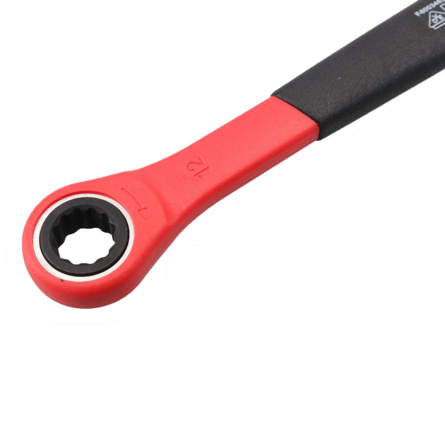12mm Metric VDE Insulated Ratchet Ring Spanner for Hybrid Electric Vehicles